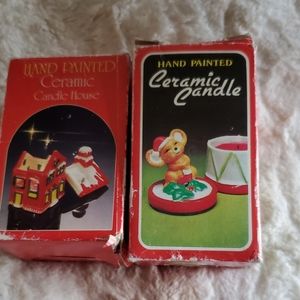 10/$20 Lot of 2 vintage christmas candles/ tea light burner